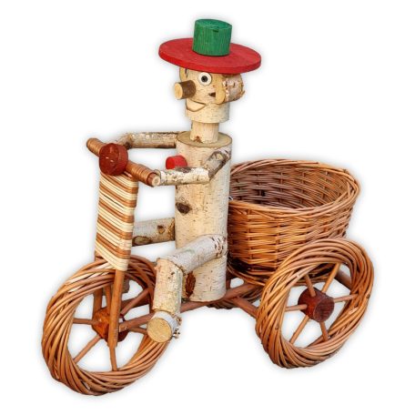 Willow bicycle planter with little man in multiple sizes (light)