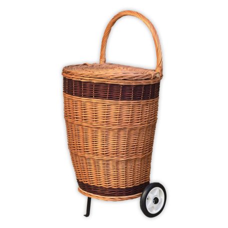 Wicker shopping cart with wheels 