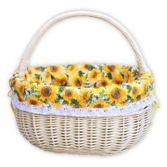 White shopping basket with lining.